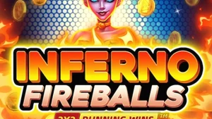 Tampilan visual slot Inferno Fireballs dengan tema api yang membara