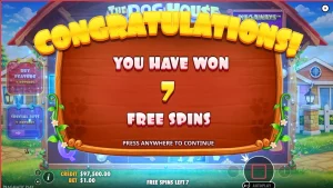 The Dog House Megaways 1000 slot machine interface with playful dog characters